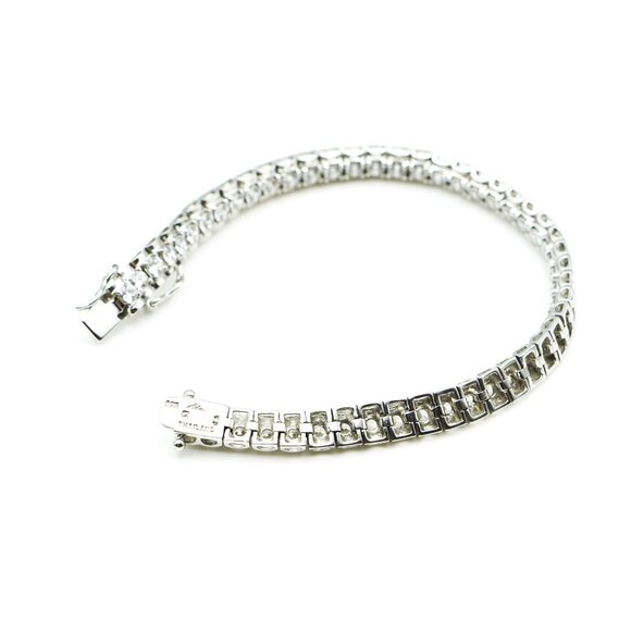 Vintage 7-Inch Sterling Silver Tennis Bracelet With Clear Cubic Zirconia - Picture 6 of 6
